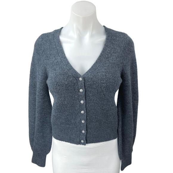 Abercrombie & Fitch Gray Knit Long Sleeve Button Down Cardigan Sweater Top Sz S - Picture 1 of 4